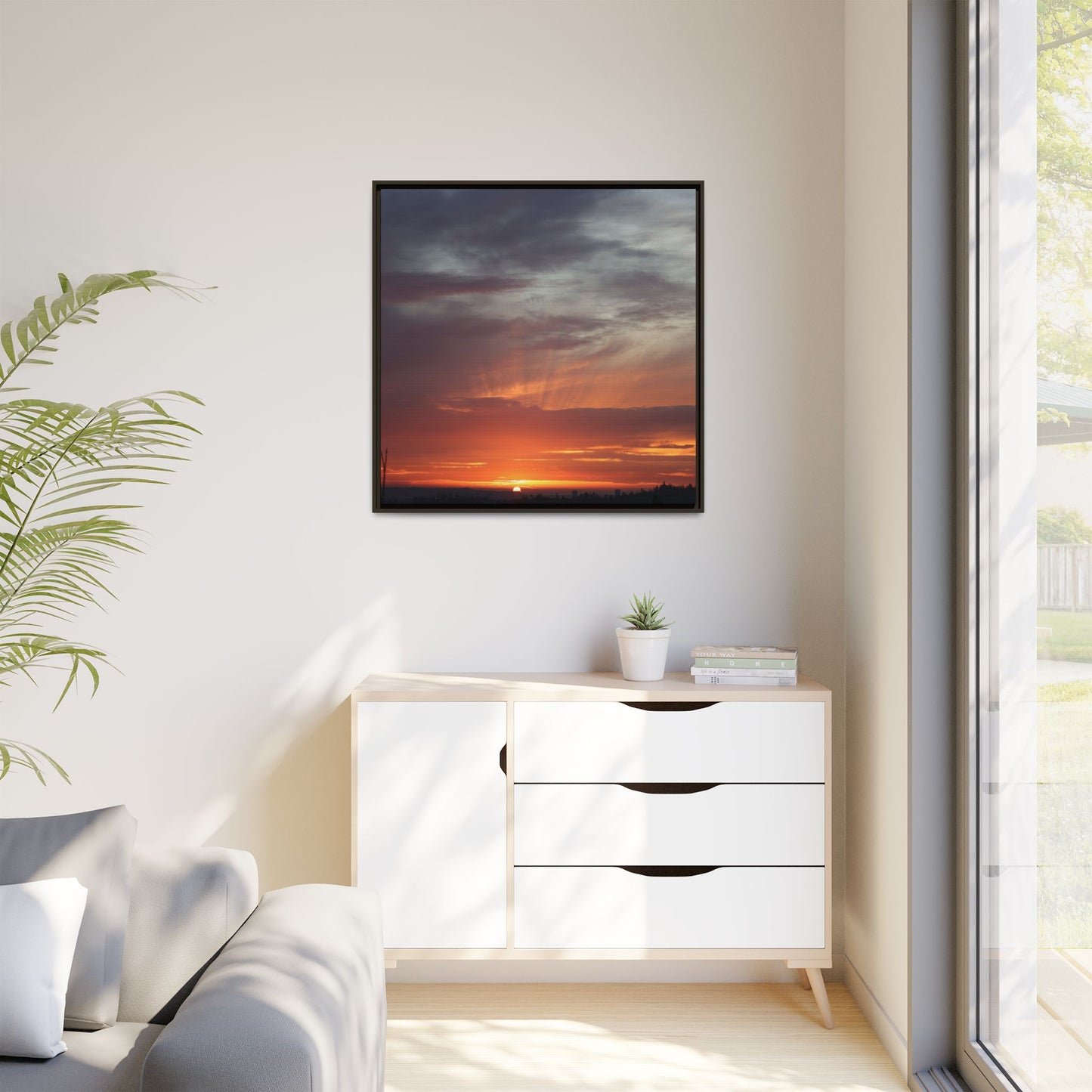 Fiery Horizon - Unique Stretched Canvas Wall Art