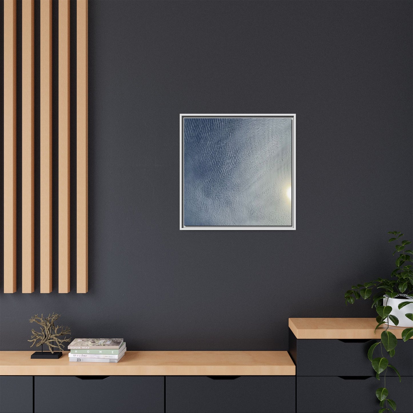 Undulating Whispers of Cerulean Stillness - Unique Stretched Canvas Wall Art
