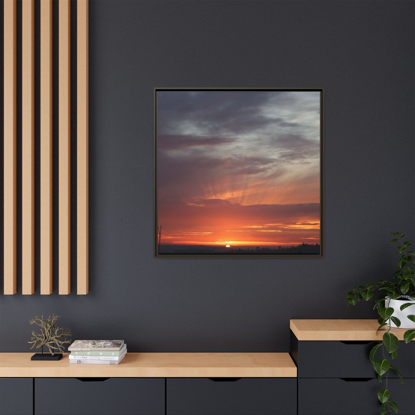 Fiery Horizon - Unique Stretched Canvas Wall Art