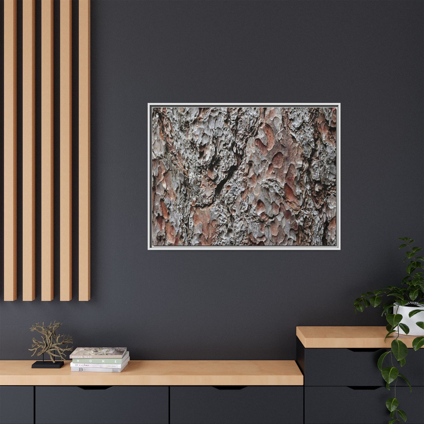 Bark Texture Symphony - Unique Stretched Canvas Wall Art