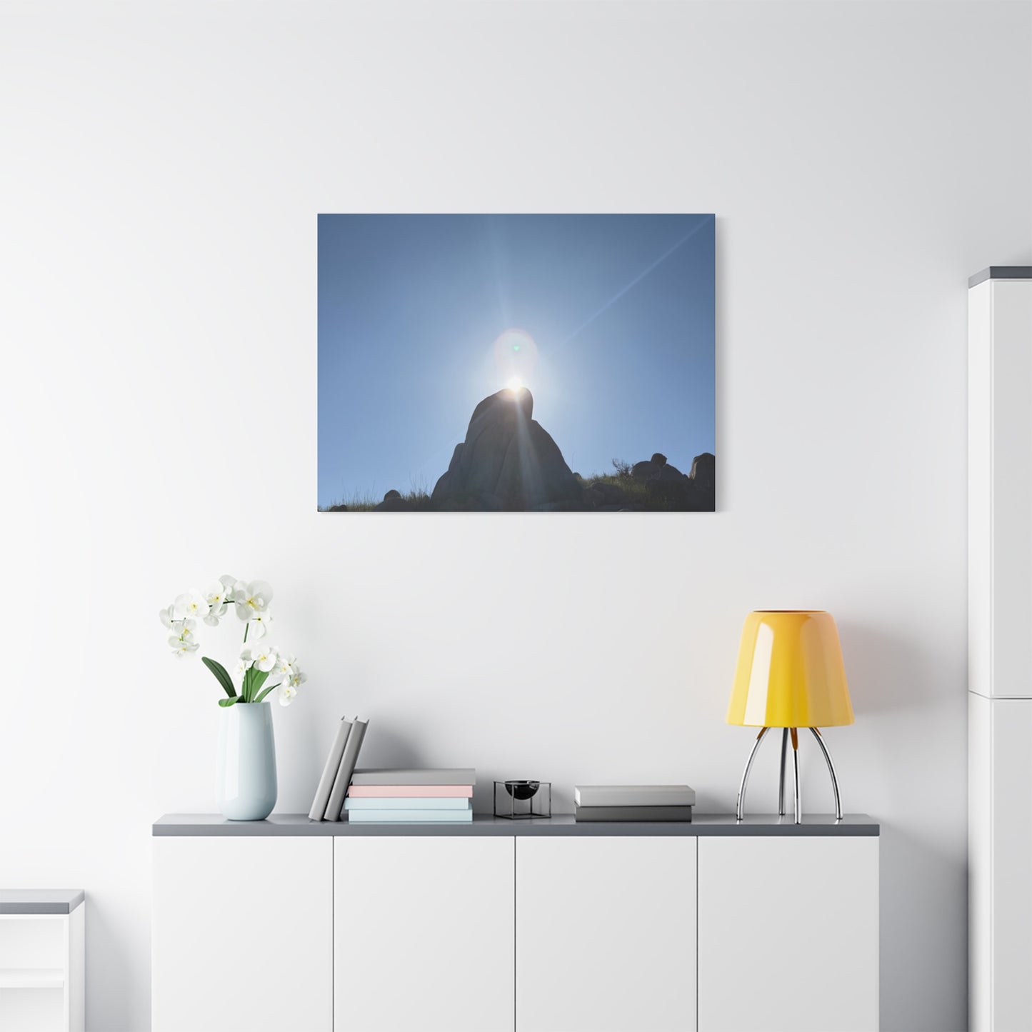 Sunburst Over Stone - Unique Frameless Canvas Wall Art