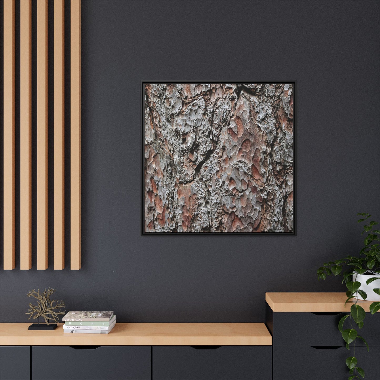 Bark Texture Symphony - Unique Stretched Canvas Wall Art