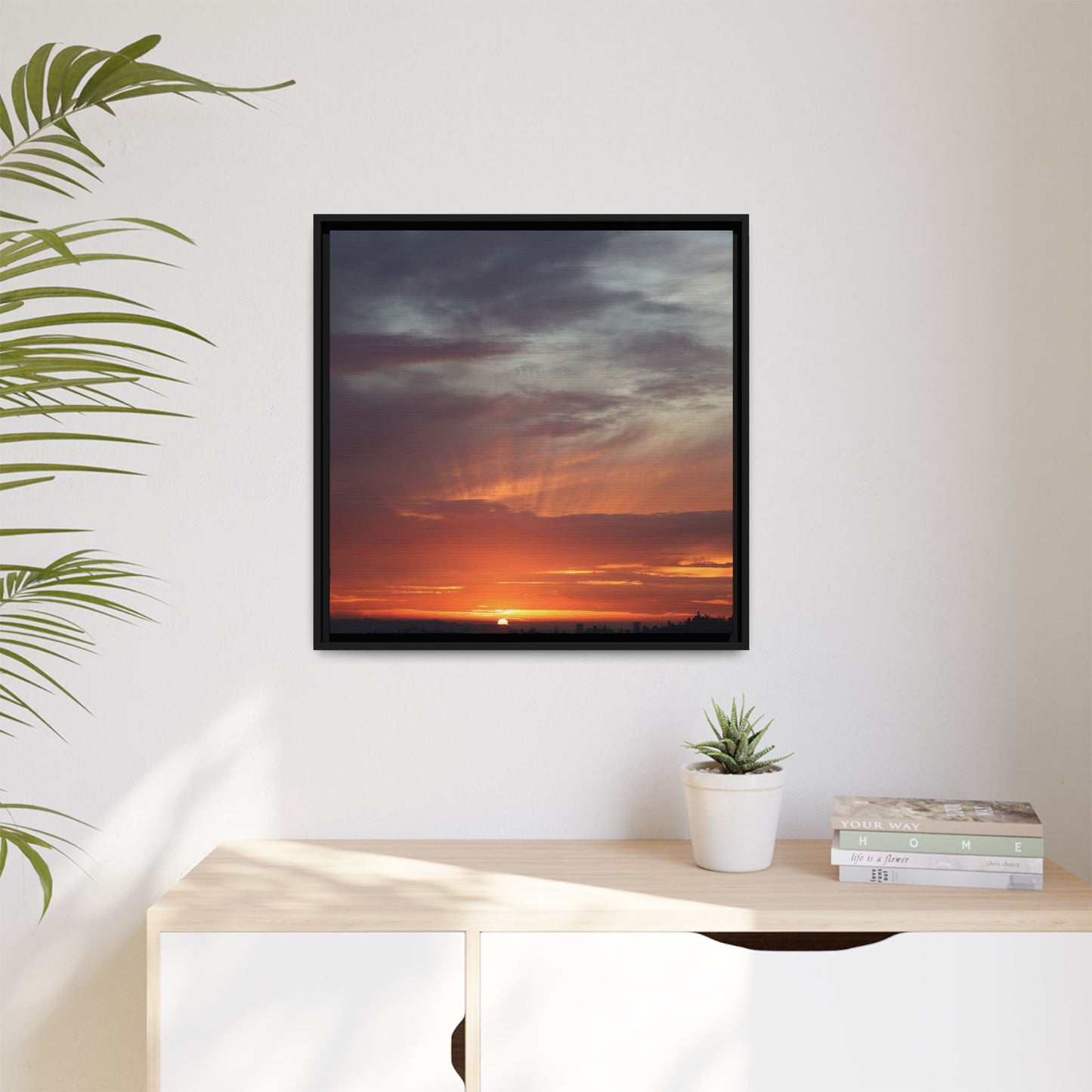 Fiery Horizon - Unique Stretched Canvas Wall Art