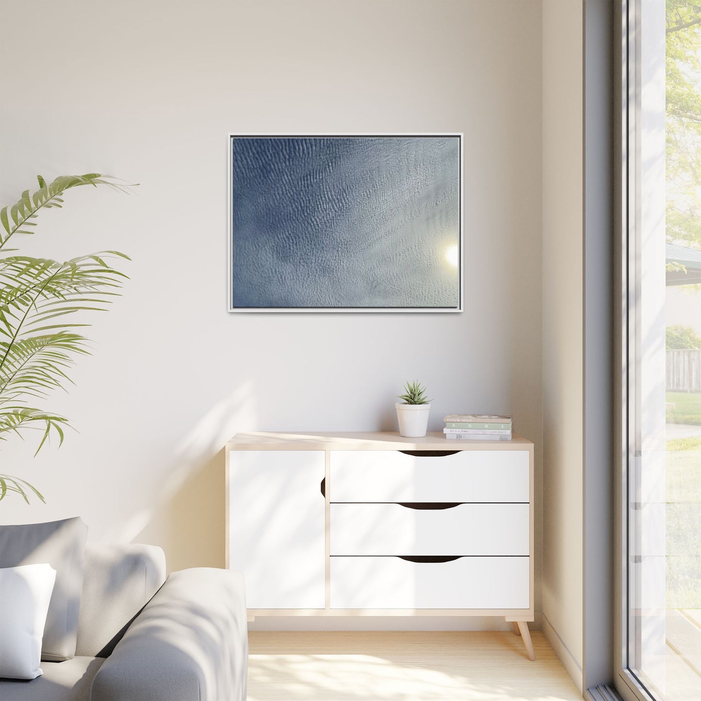 Undulating Whispers of Cerulean Stillness - Unique Stretched Canvas Wall Art