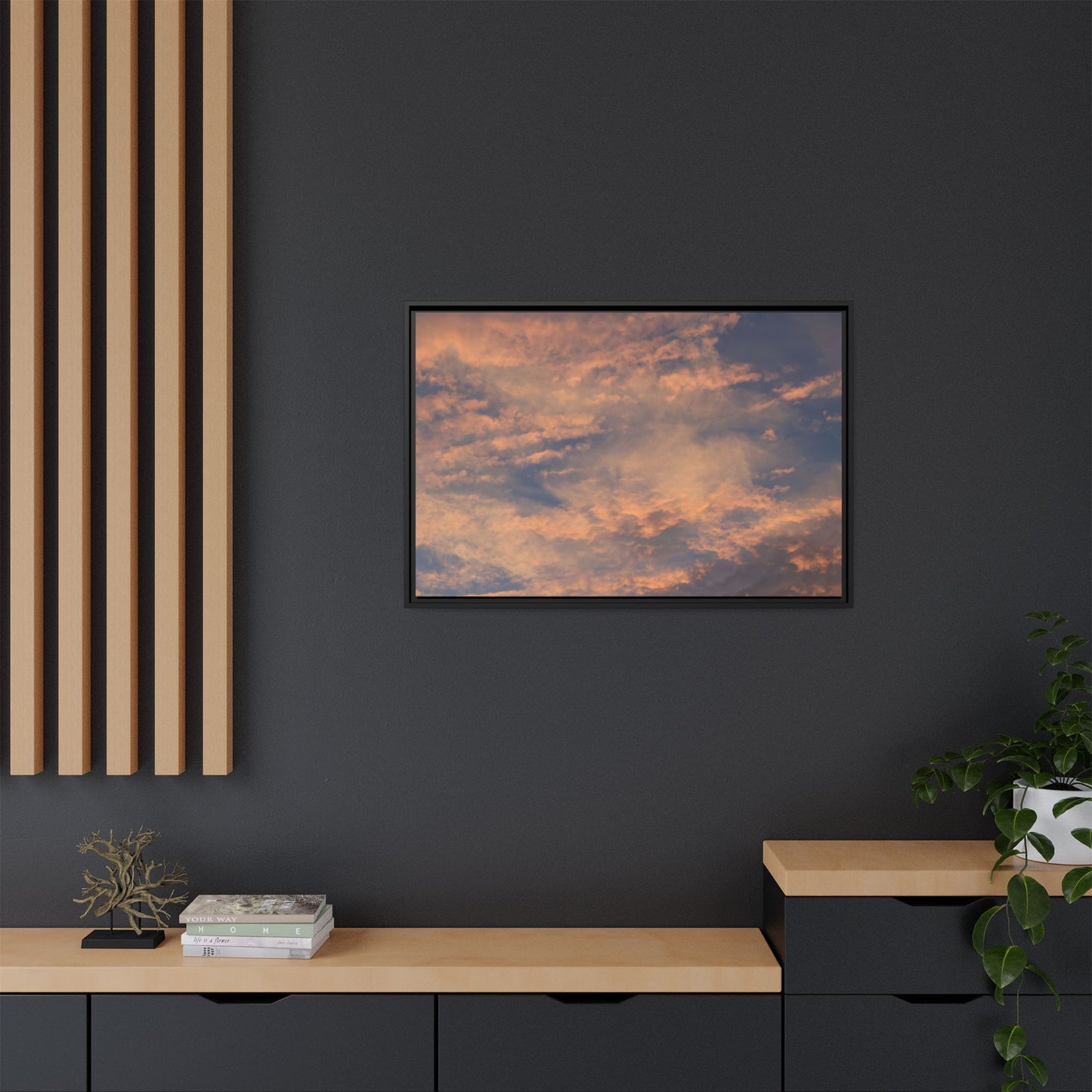 Sunset's Ethereal Canvas - Unique Stretched Canvas Wall Art