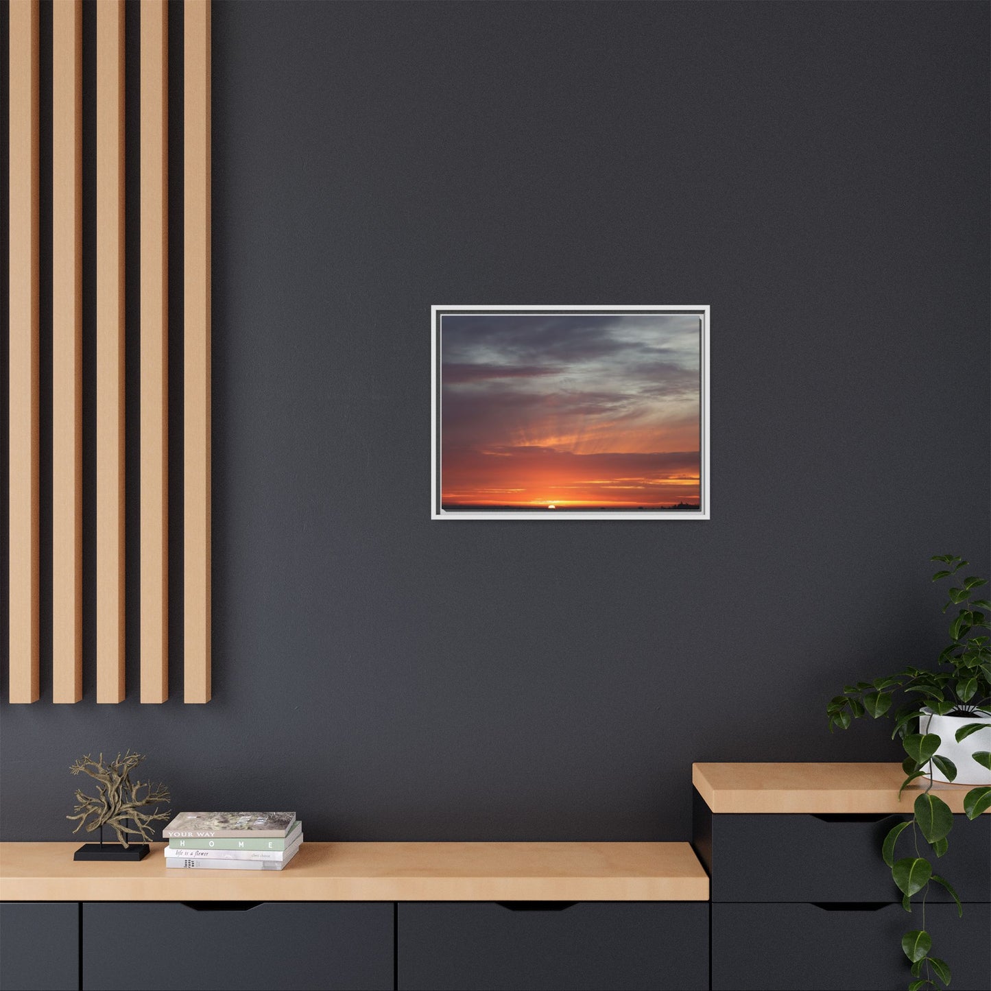 Fiery Horizon - Unique Stretched Canvas Wall Art