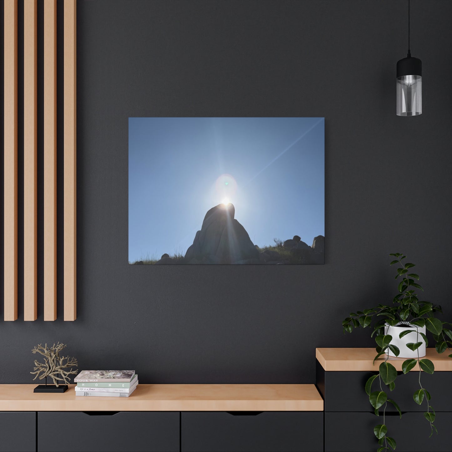 Sunburst Over Stone - Unique Frameless Canvas Wall Art
