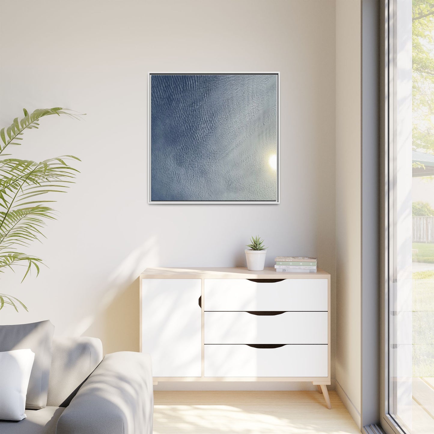 Undulating Whispers of Cerulean Stillness - Unique Stretched Canvas Wall Art