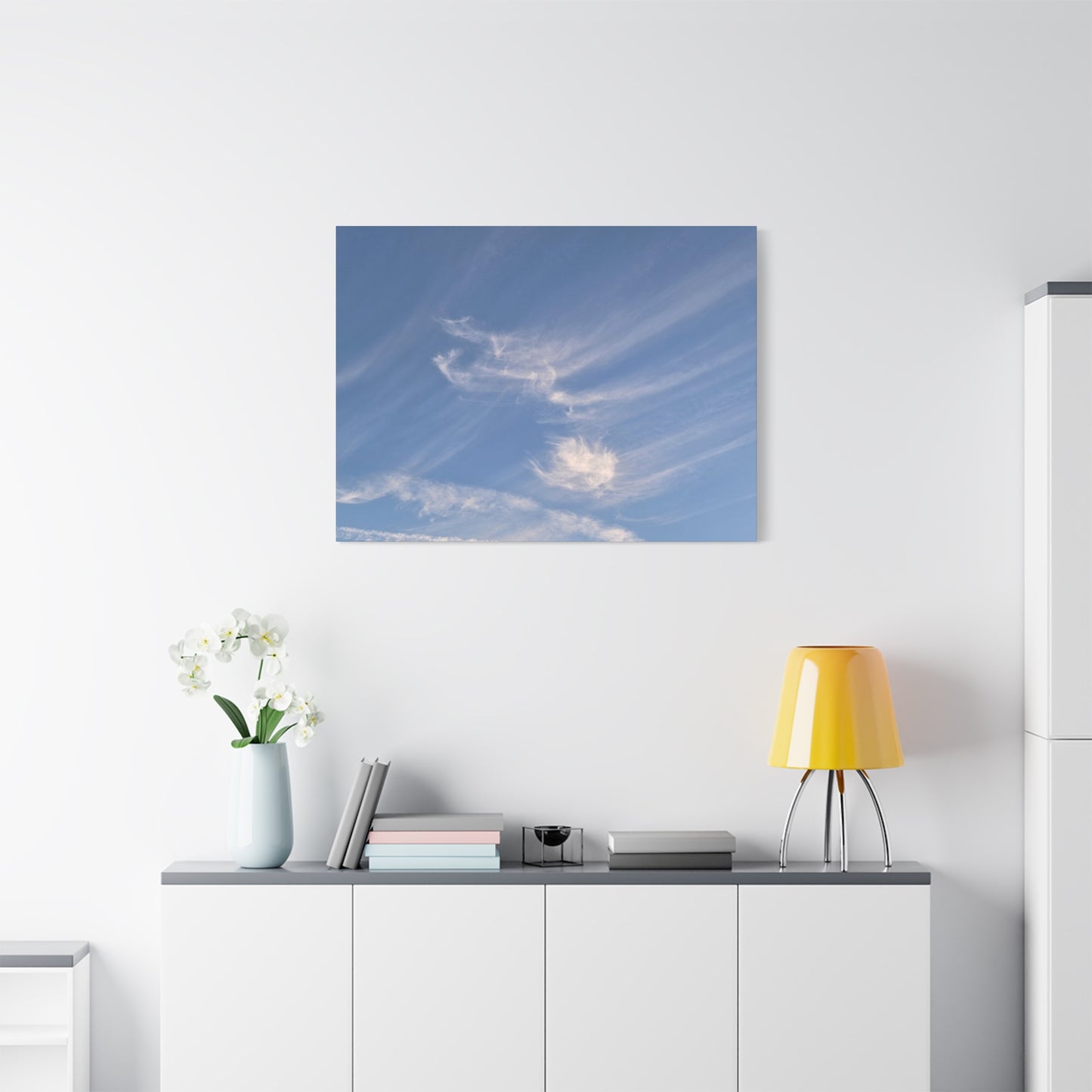Wispy Whispers of Azure - Unique Frameless Canvas Wall Art