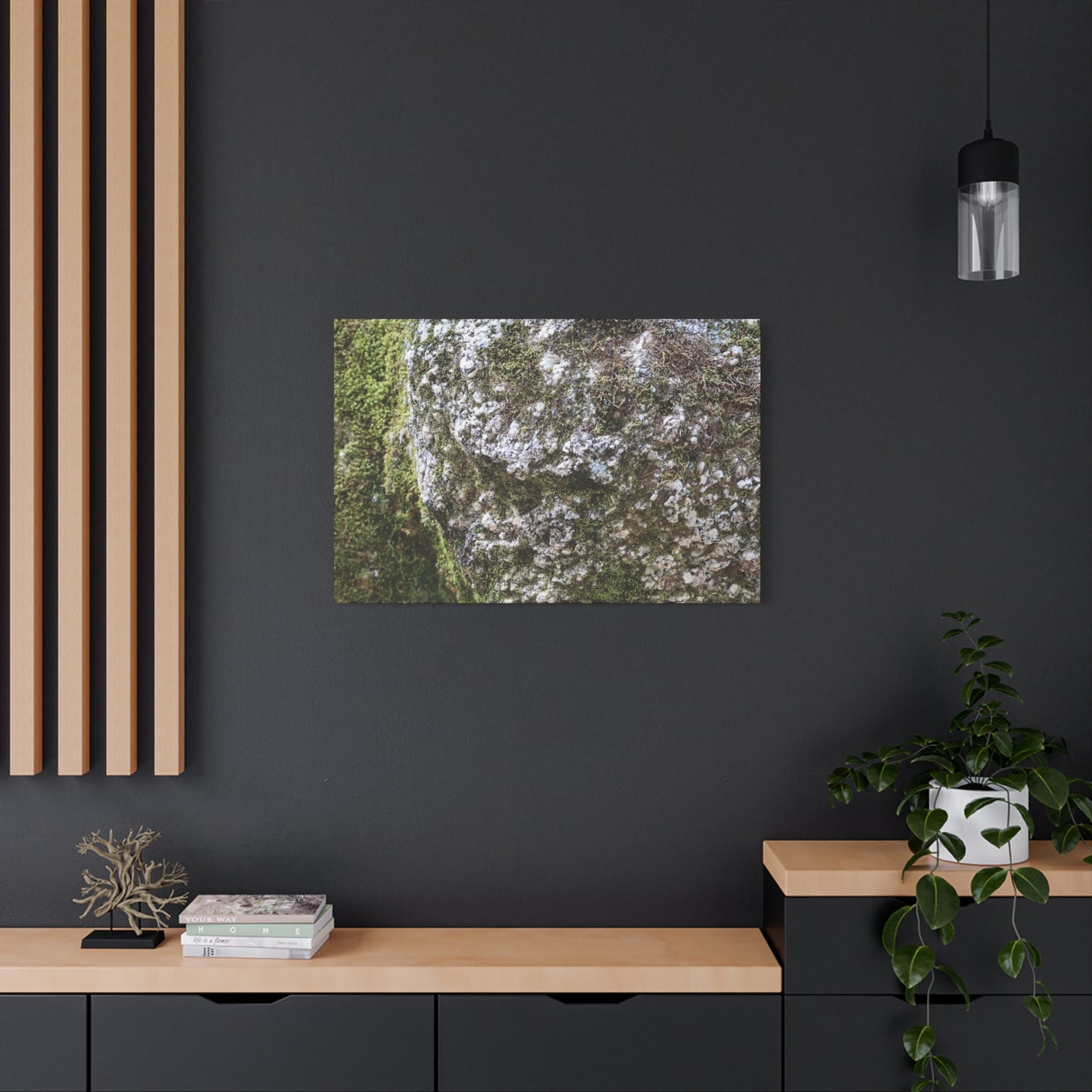 Moss and Stone Whispers - Unique Frameless Canvas Wall Art