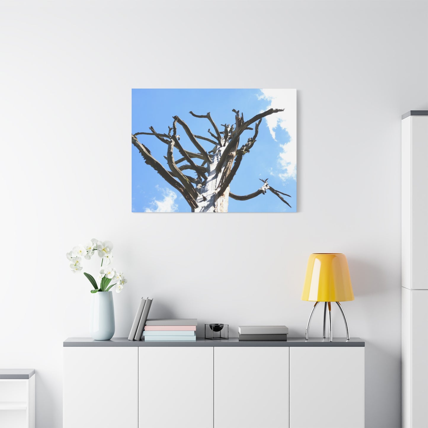 Skeletal Branches Reaching - Unique Frameless Canvas Wall Art