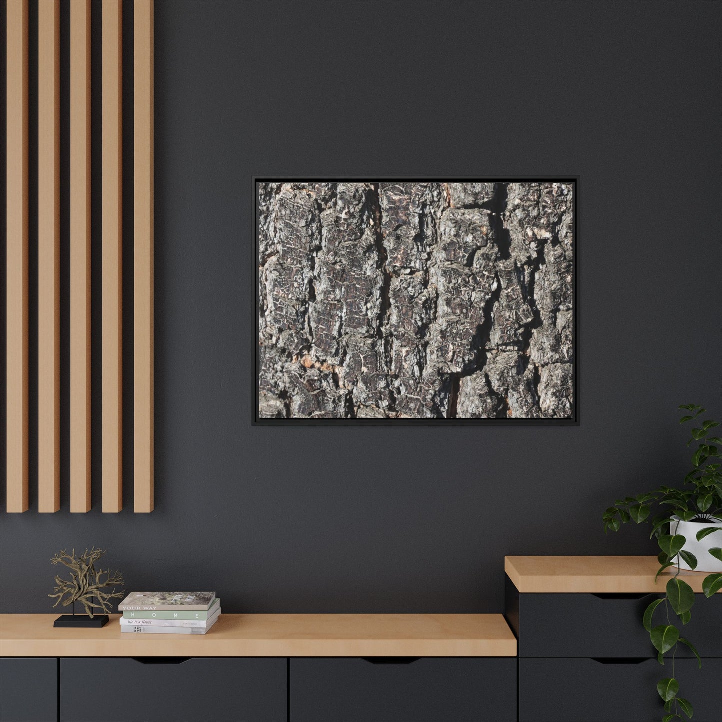 Bark Study in Gray - Unique Stretched Canvas Wall Art