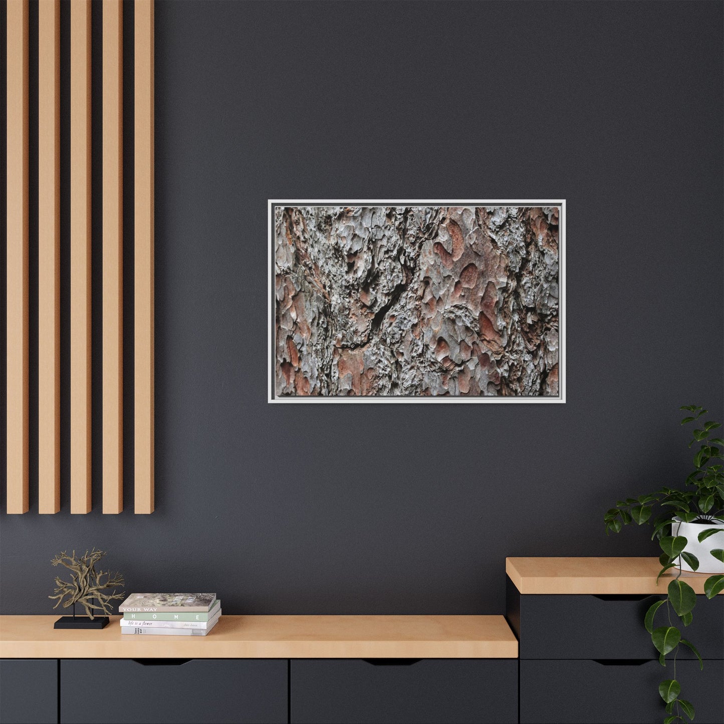 Bark Texture Symphony - Unique Stretched Canvas Wall Art