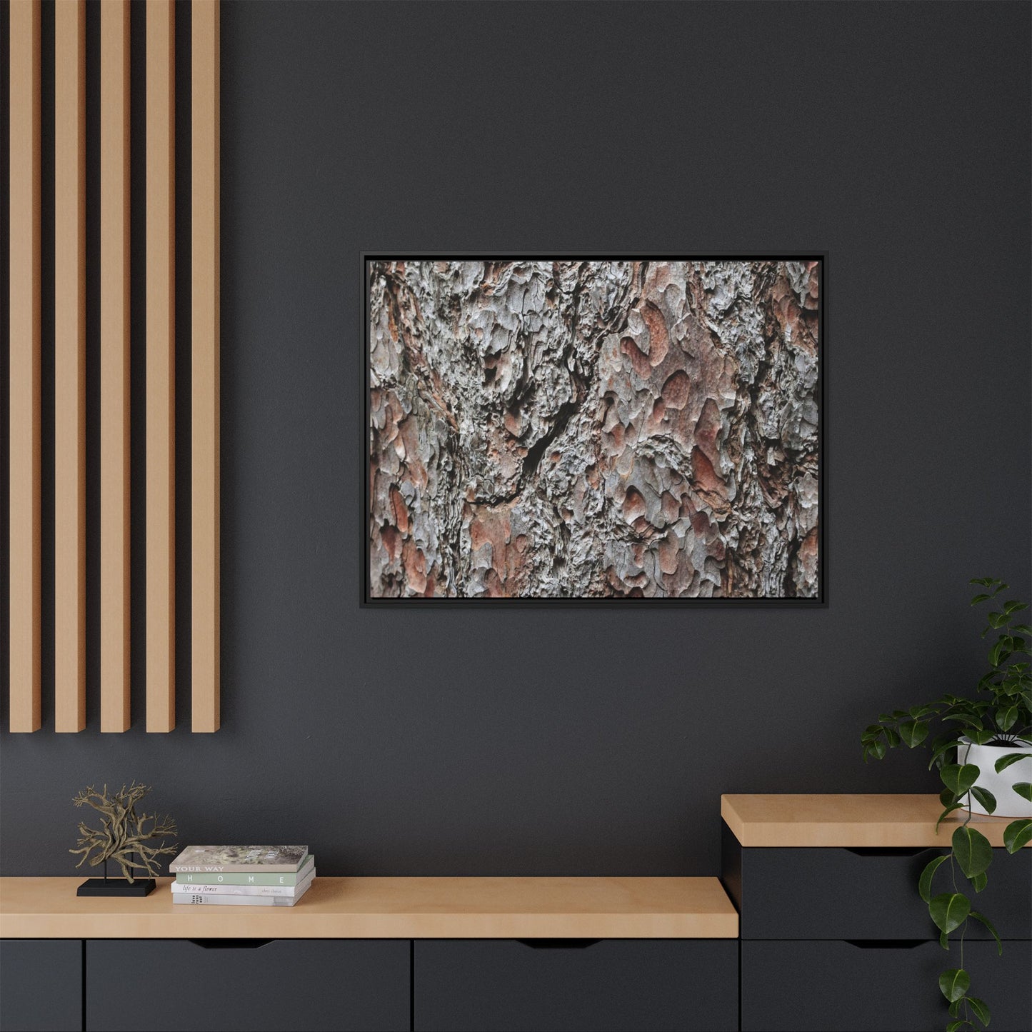 Bark Texture Symphony - Unique Stretched Canvas Wall Art
