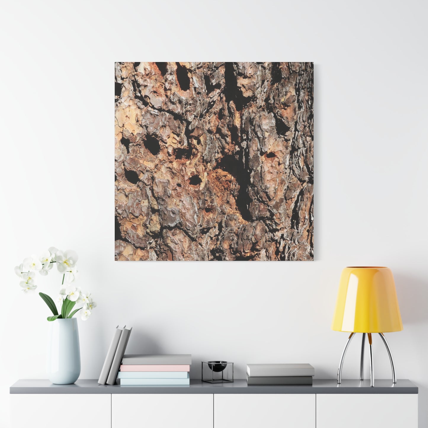Tree Bark Mosaic - Unique Frameless Canvas Wall Art