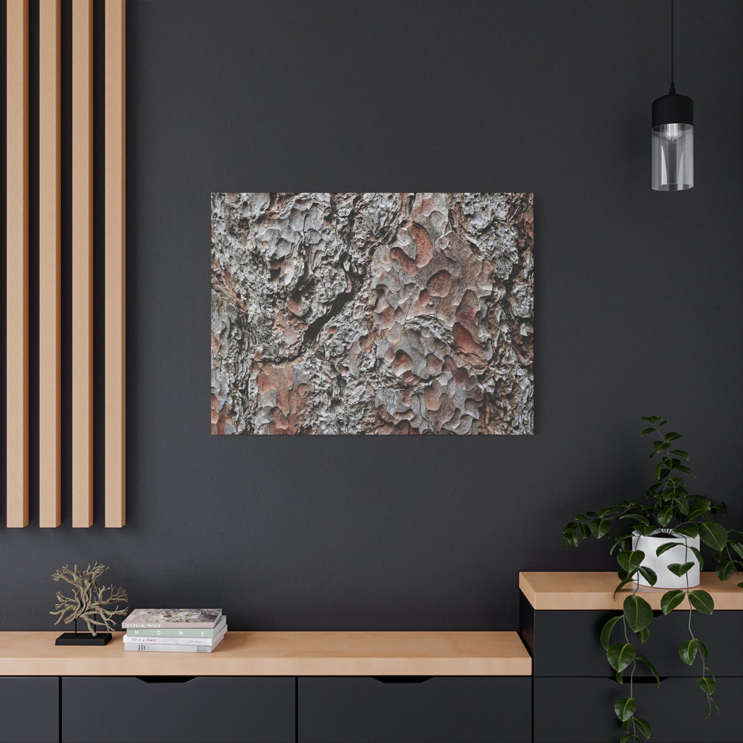 Textured Whispers of Bark - Unique Frameless Canvas Wall Art