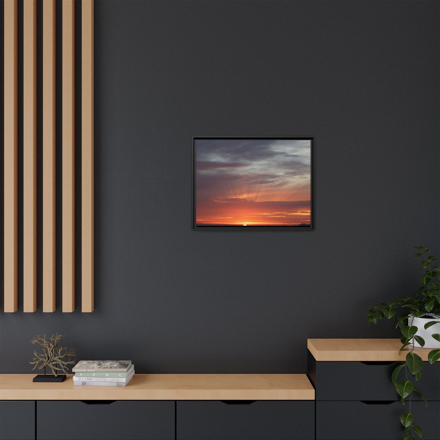Fiery Horizon - Unique Stretched Canvas Wall Art