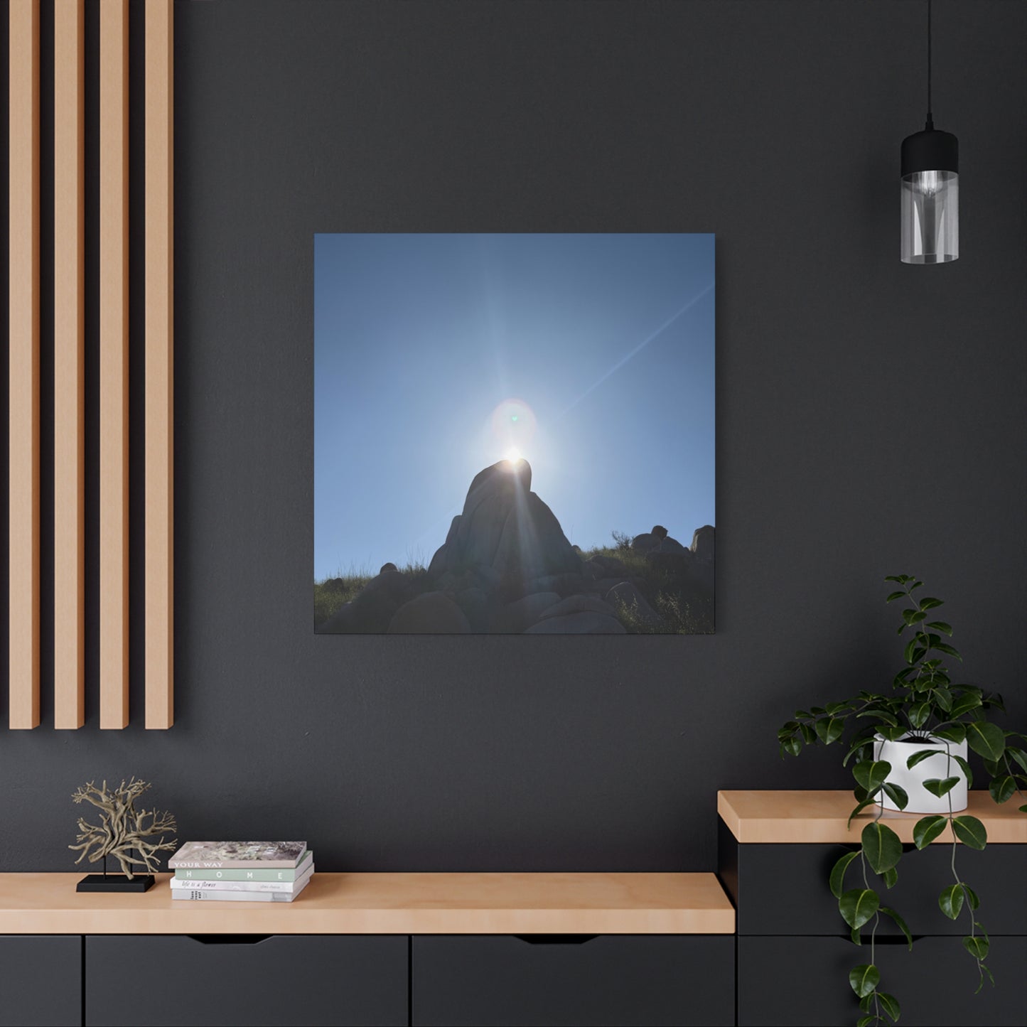 Sunburst Over Stone - Unique Frameless Canvas Wall Art