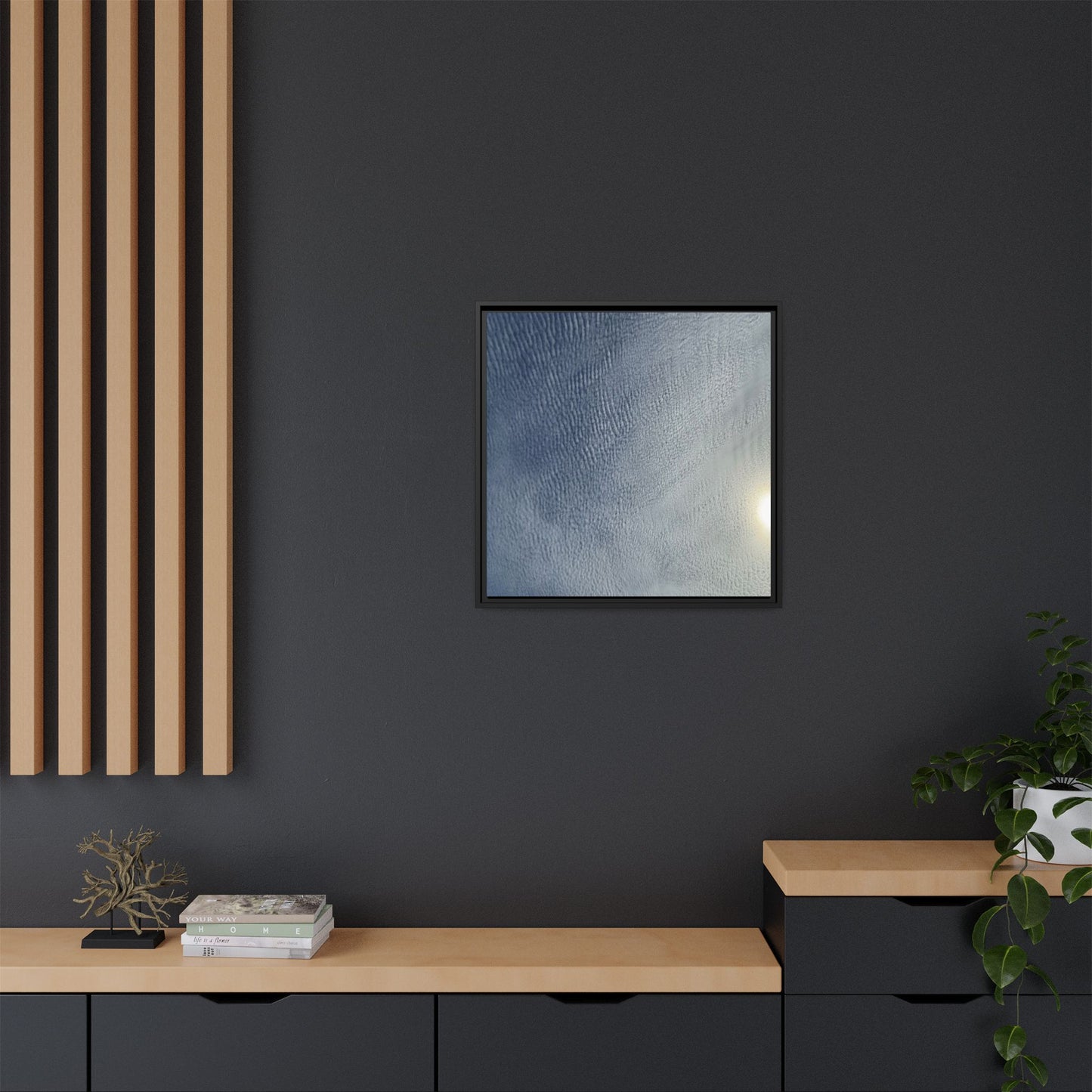 Undulating Whispers of Cerulean Stillness - Unique Stretched Canvas Wall Art