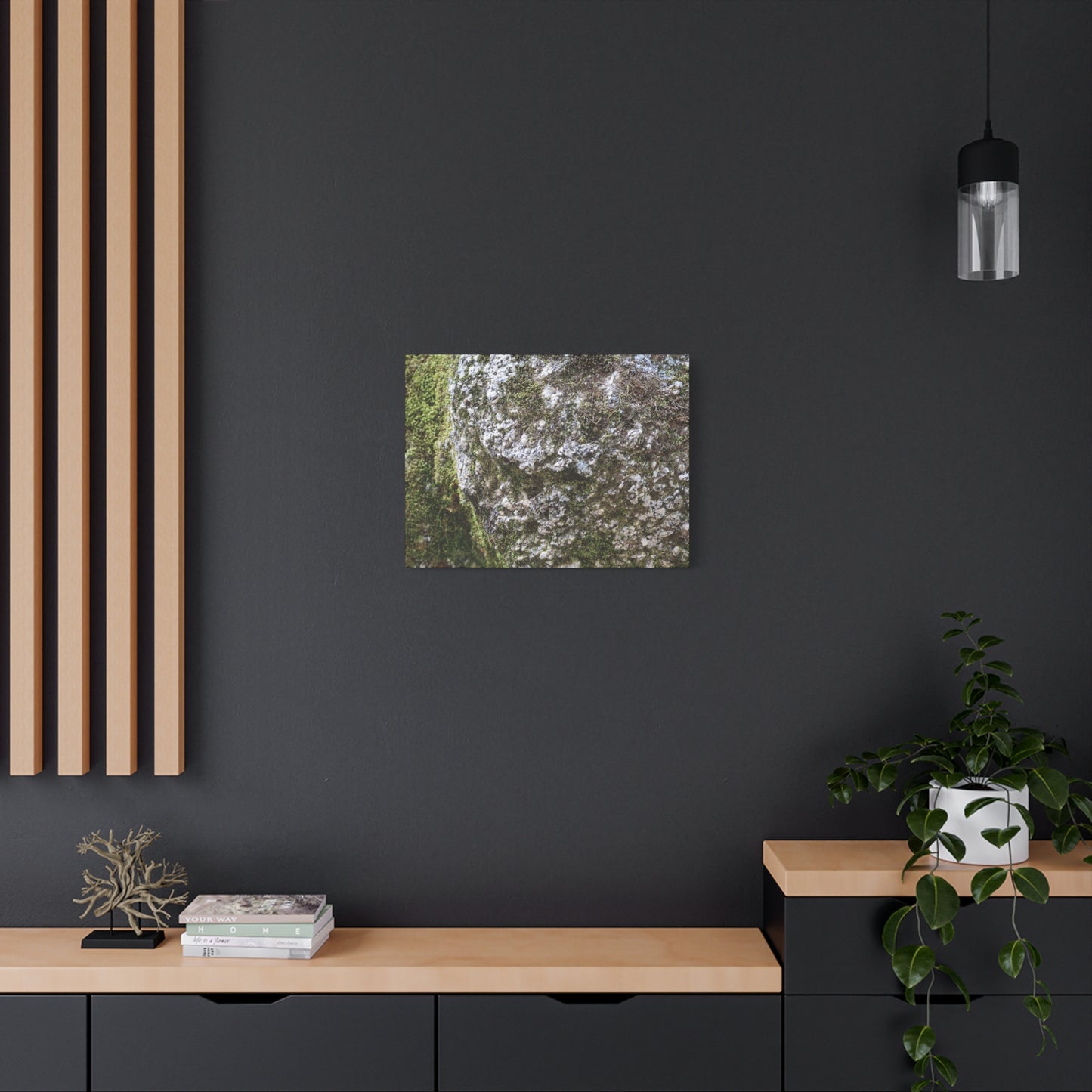 Moss and Stone Whispers - Unique Frameless Canvas Wall Art