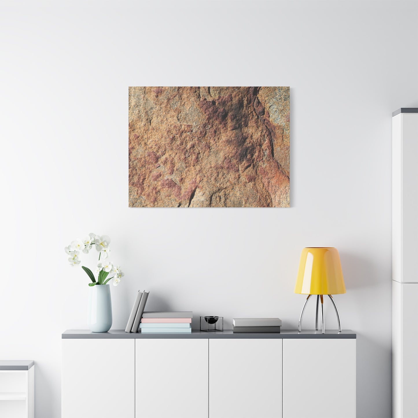 Lithic Veins of Ember - Unique Frameless Canvas Wall Art