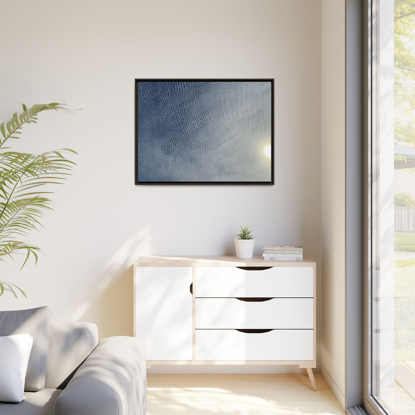 Undulating Whispers of Cerulean Stillness - Unique Stretched Canvas Wall Art