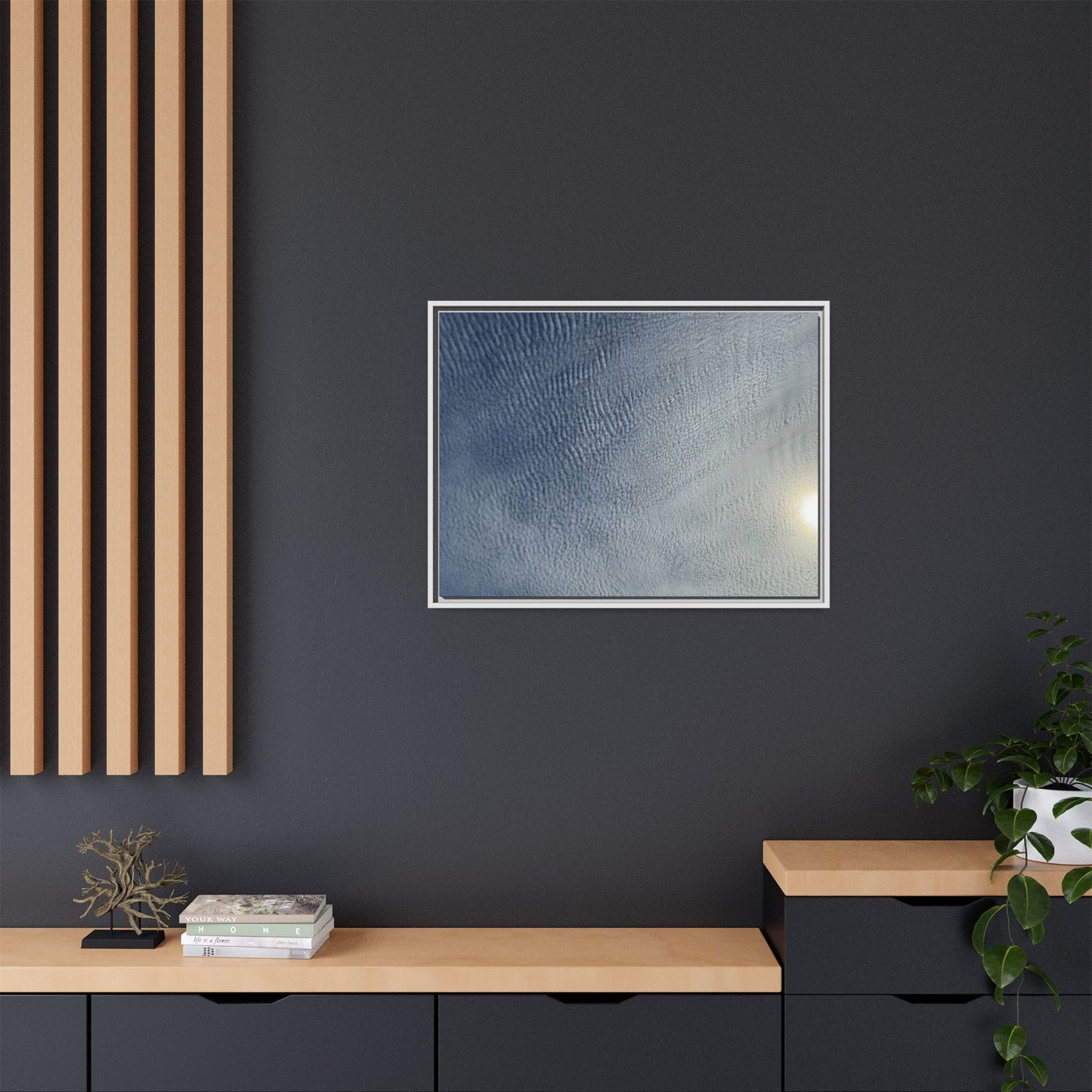 Undulating Whispers of Cerulean Stillness - Unique Stretched Canvas Wall Art