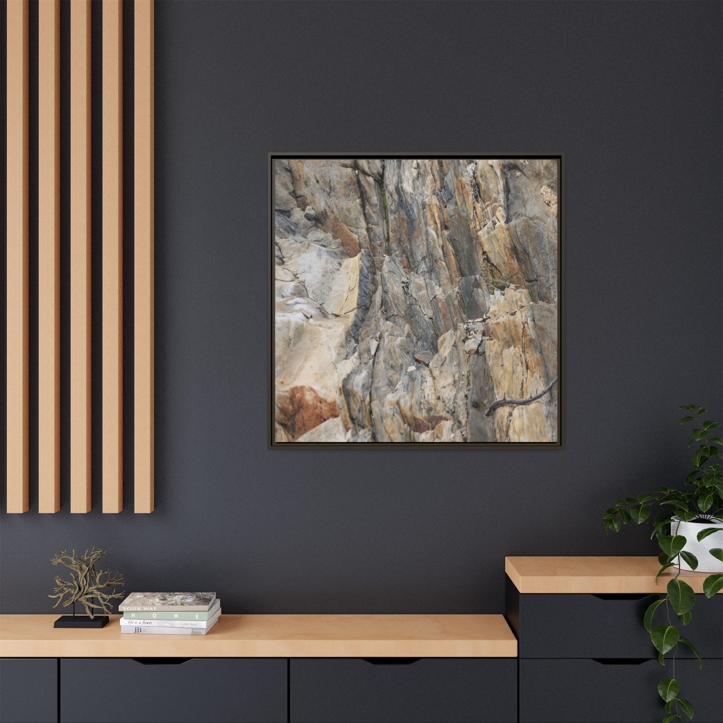 Stone's Silent Symphony - Unique Stretched Canvas Wall Art