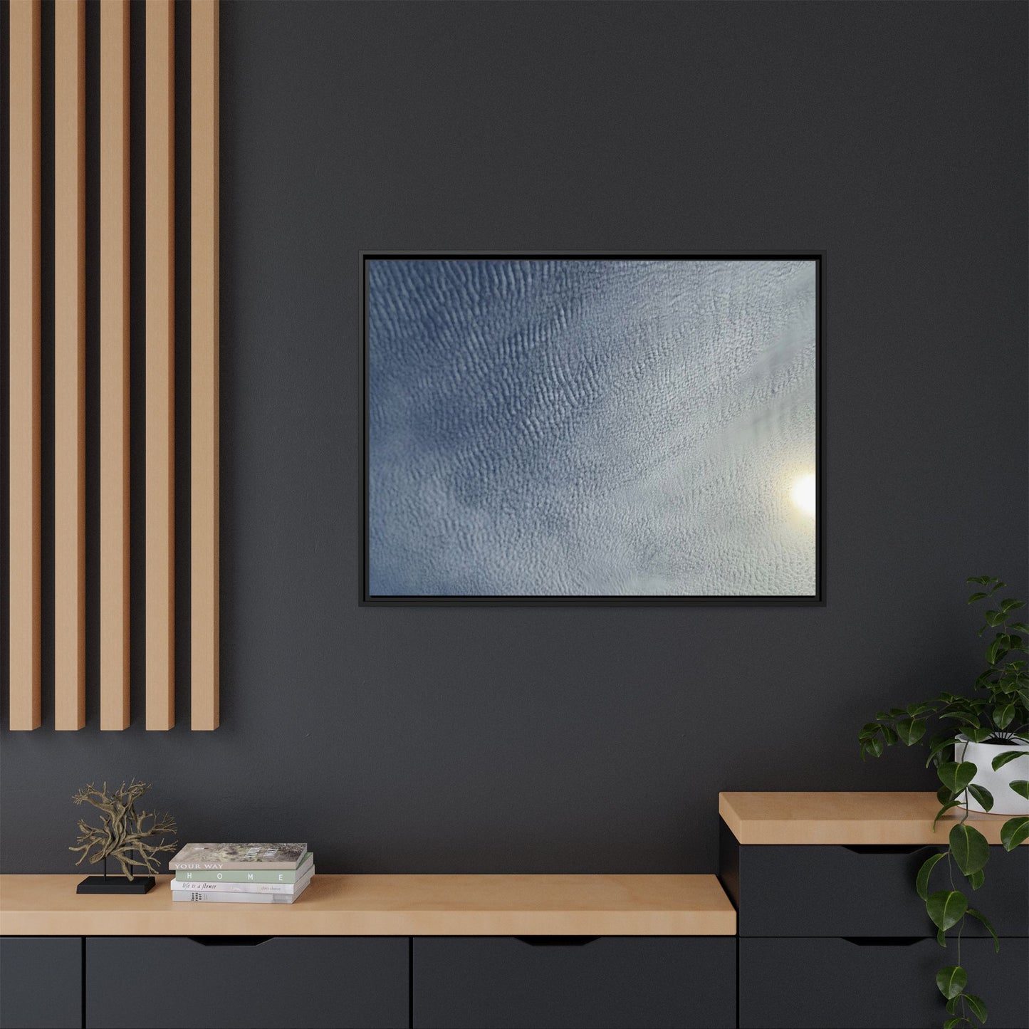 Undulating Whispers of Cerulean Stillness - Unique Stretched Canvas Wall Art