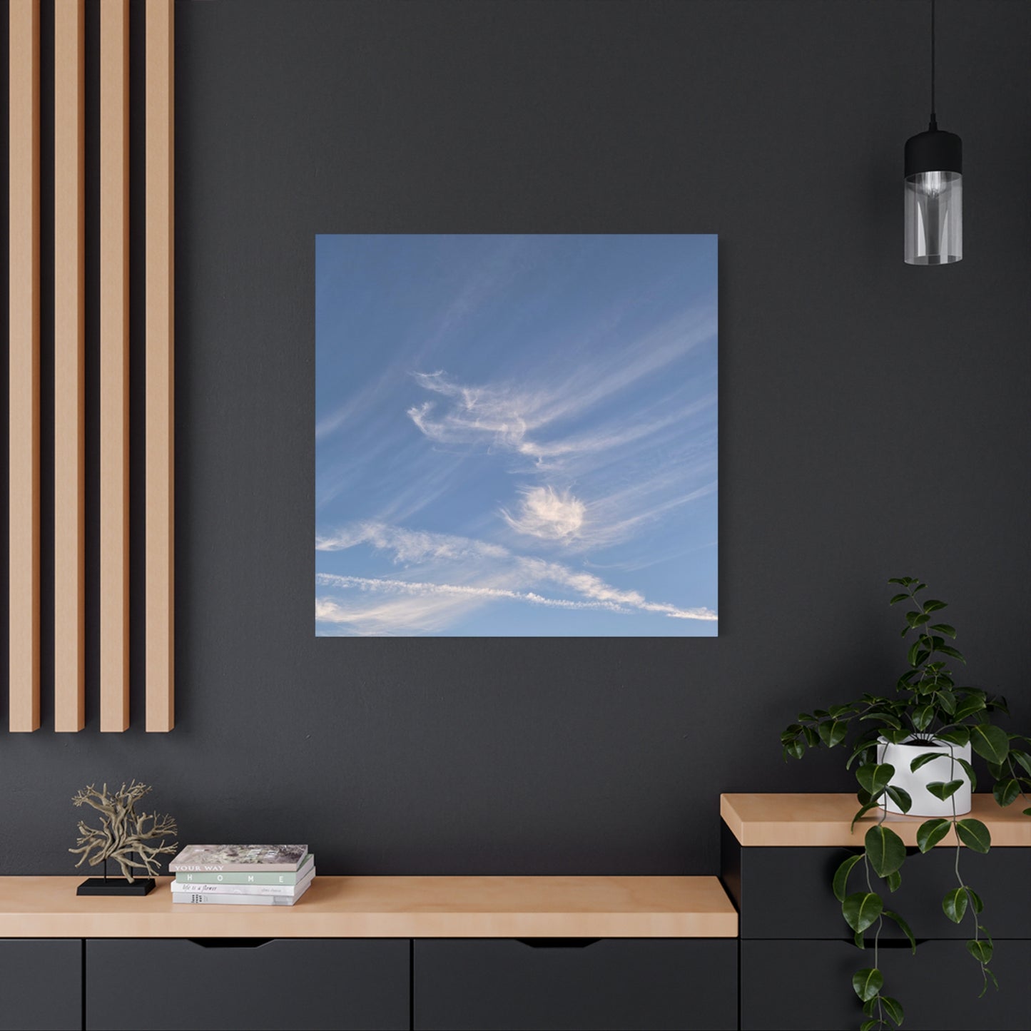 Wispy Whispers of Azure - Unique Frameless Canvas Wall Art