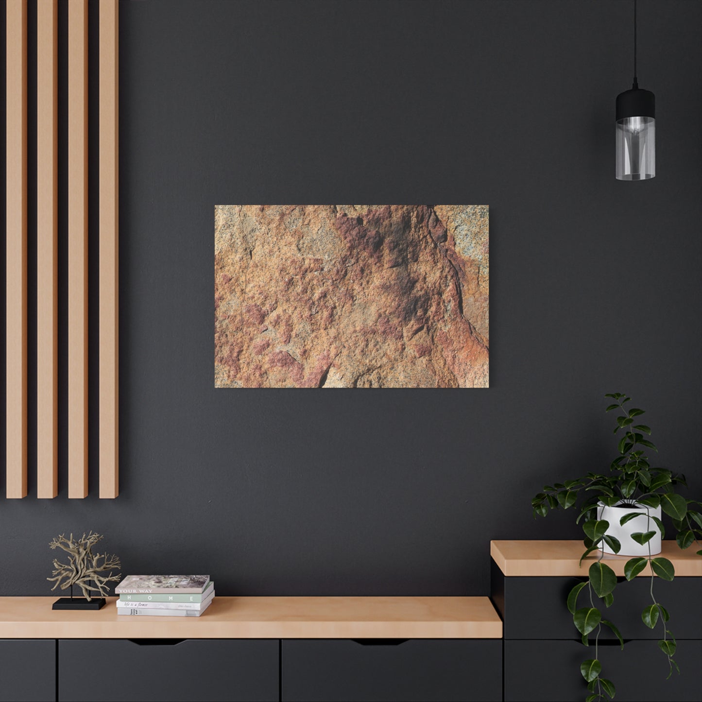 Lithic Veins of Ember - Unique Frameless Canvas Wall Art