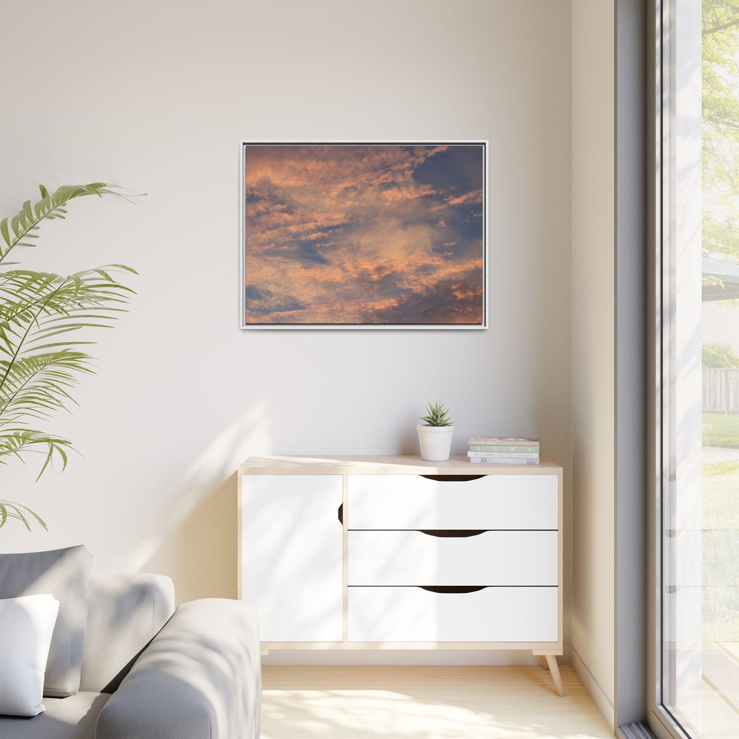 Sunset's Ethereal Canvas - Unique Stretched Canvas Wall Art