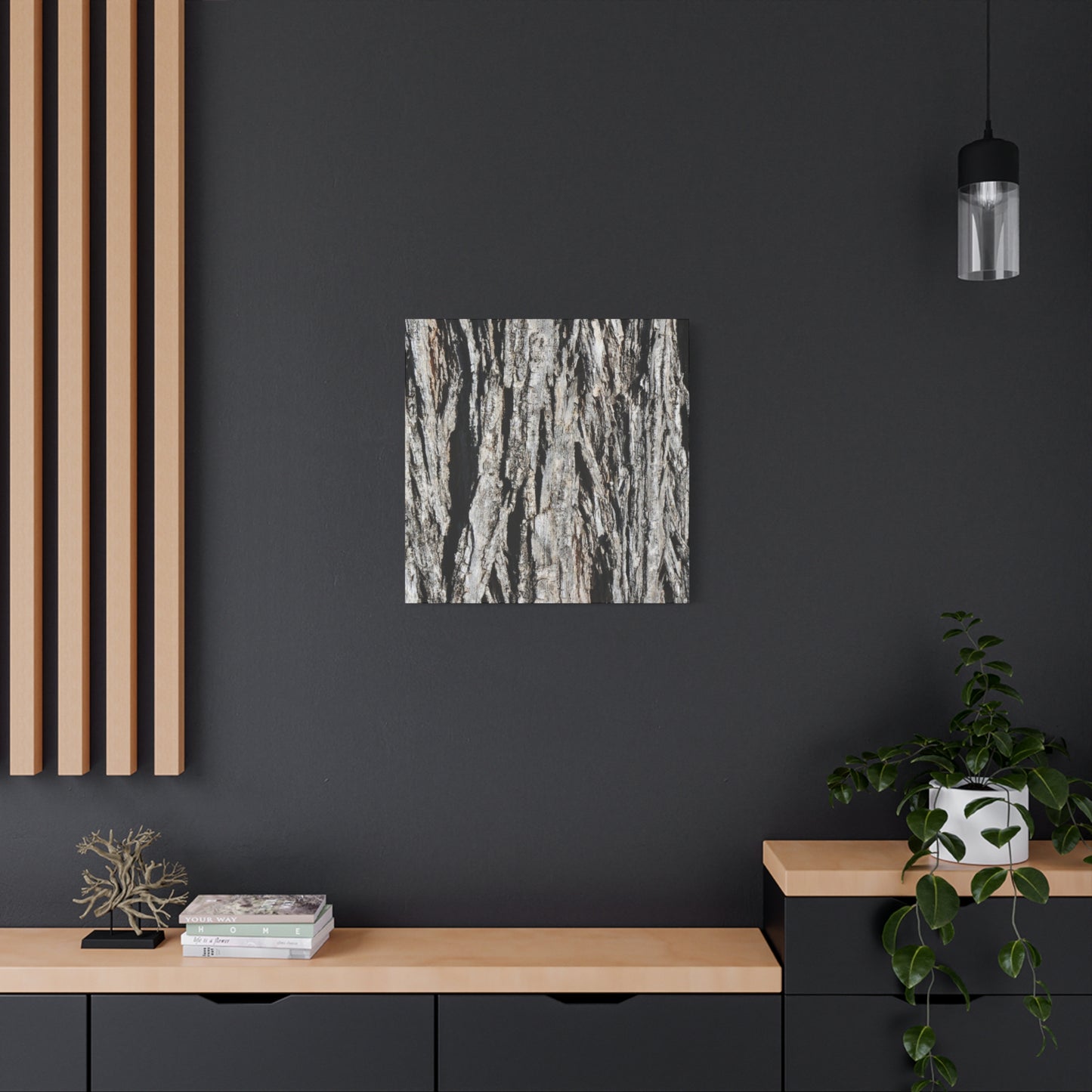 Bark Layers in Monochrome - Unique Frameless Canvas Wall Art