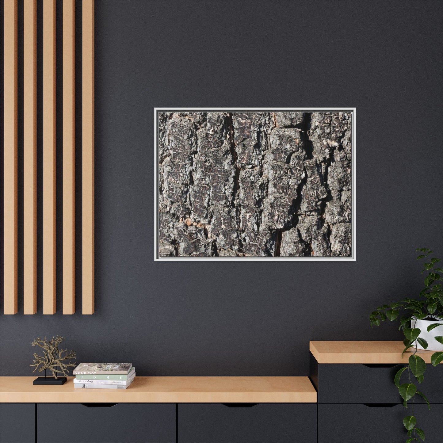 Bark Study in Gray - Unique Stretched Canvas Wall Art