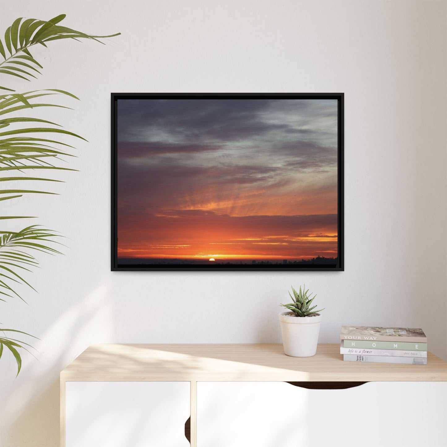 Fiery Horizon - Unique Stretched Canvas Wall Art