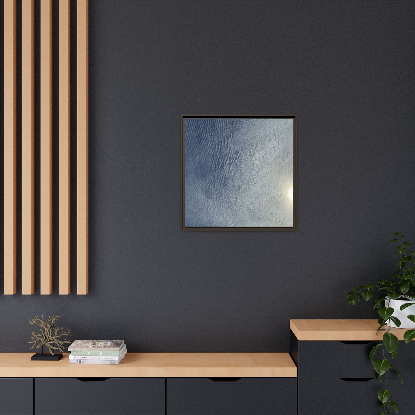 Undulating Whispers of Cerulean Stillness - Unique Stretched Canvas Wall Art