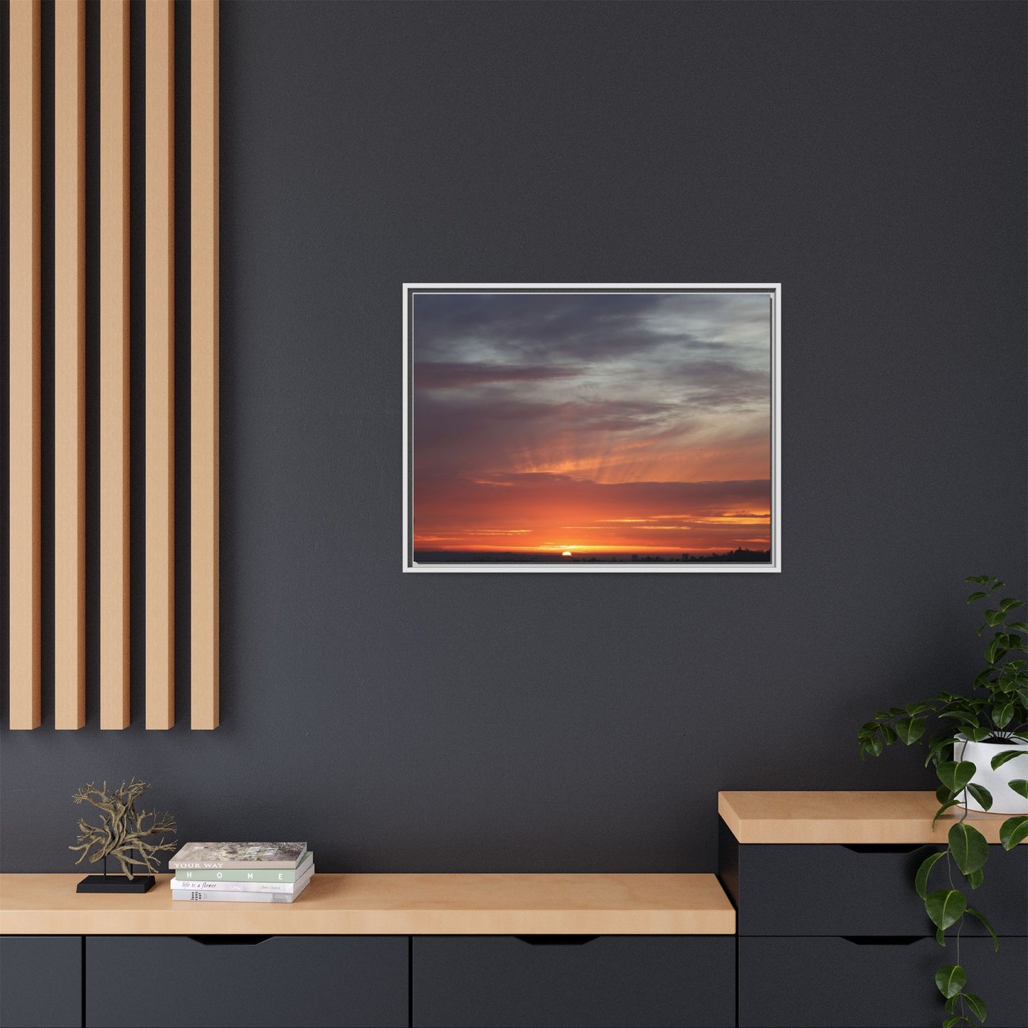 Fiery Horizon - Unique Stretched Canvas Wall Art