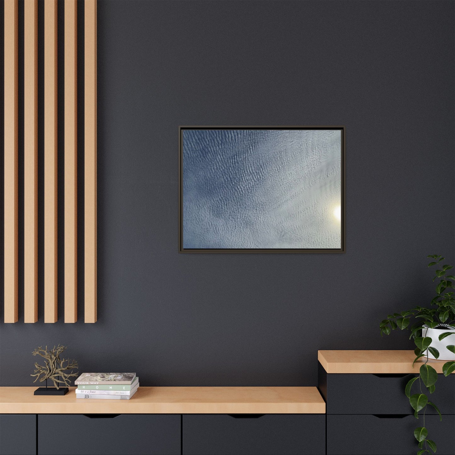 Undulating Whispers of Cerulean Stillness - Unique Stretched Canvas Wall Art