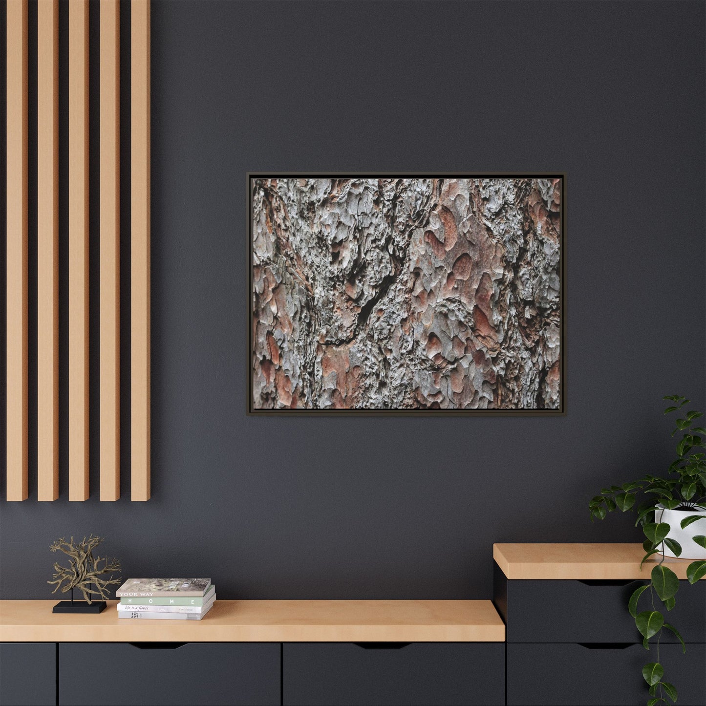 Bark Texture Symphony - Unique Stretched Canvas Wall Art