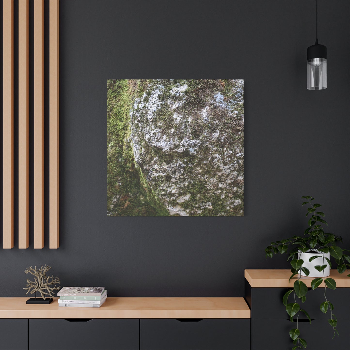 Moss and Stone Whispers - Unique Frameless Canvas Wall Art
