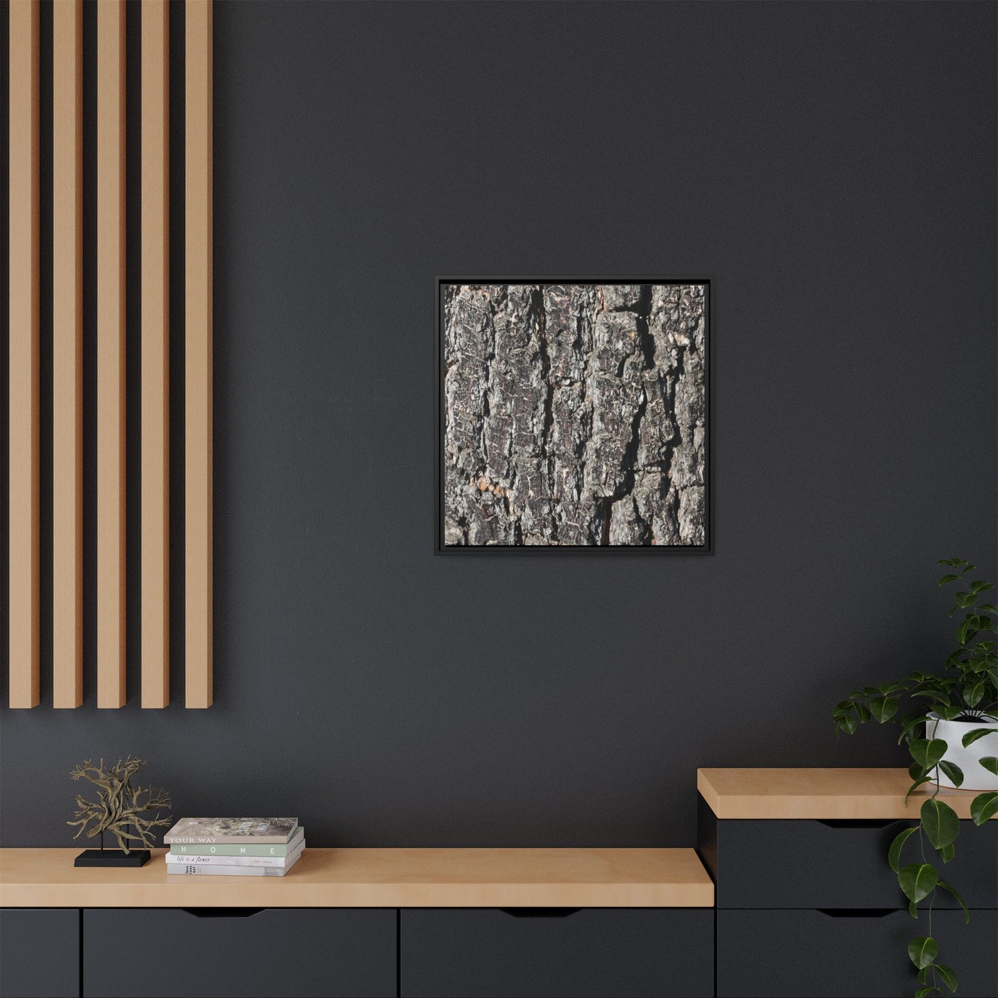 Bark Study in Gray - Unique Stretched Canvas Wall Art