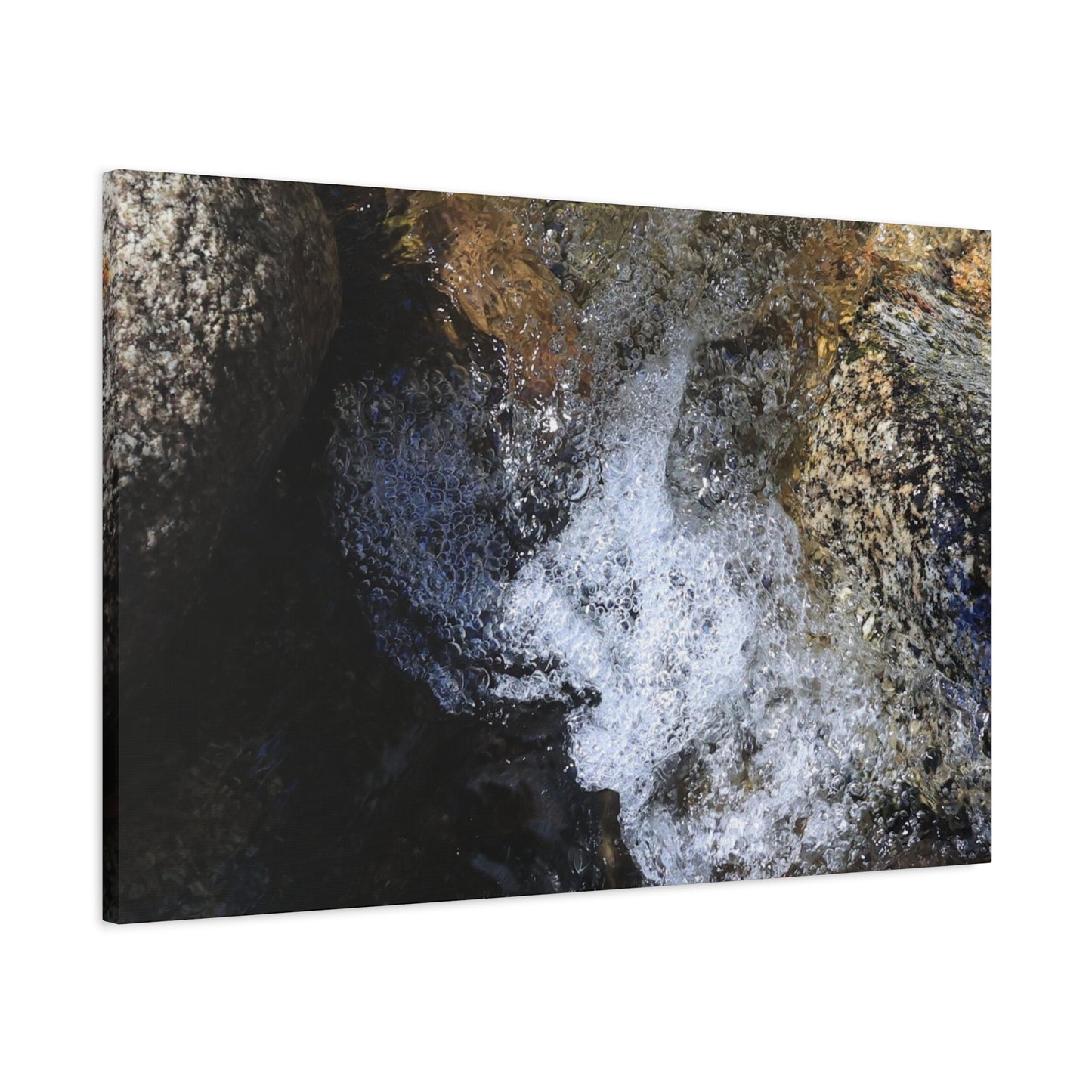 Water's Whisper Between Stone - Unique Frameless Canvas Wall Art