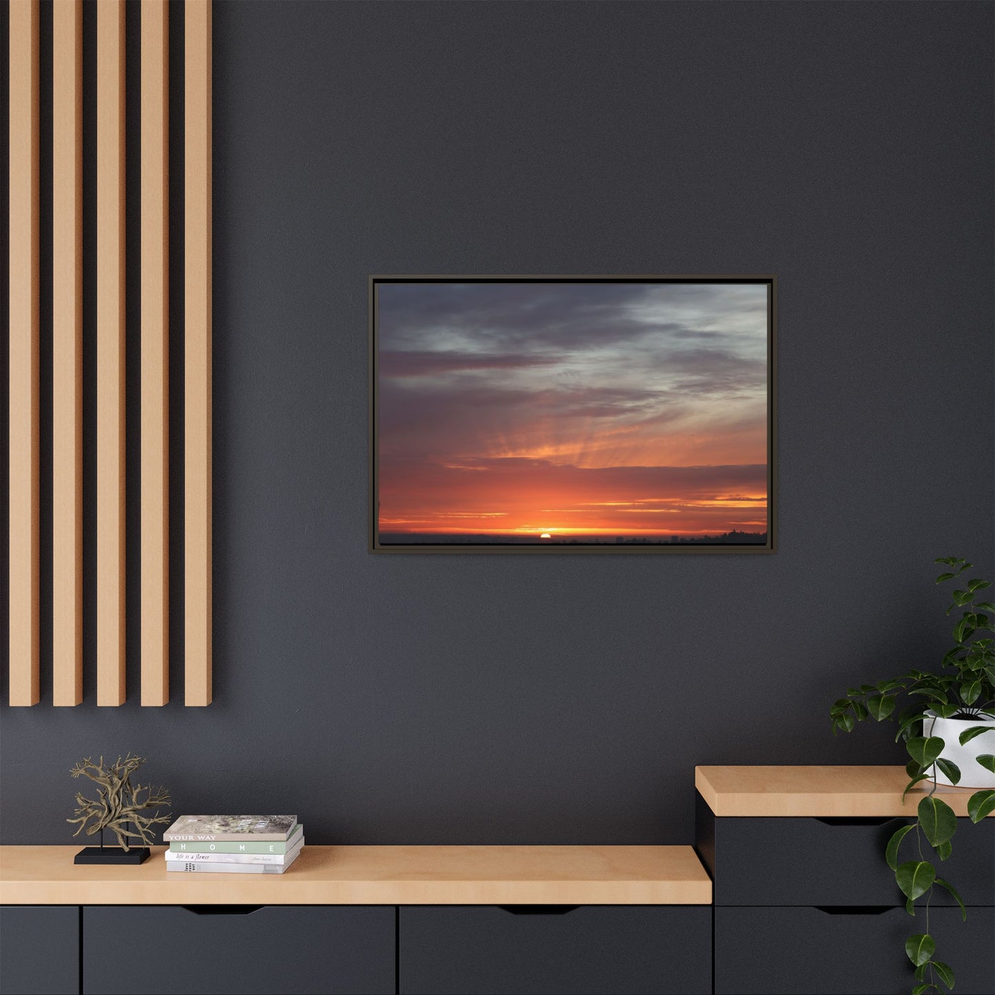 Fiery Horizon - Unique Stretched Canvas Wall Art