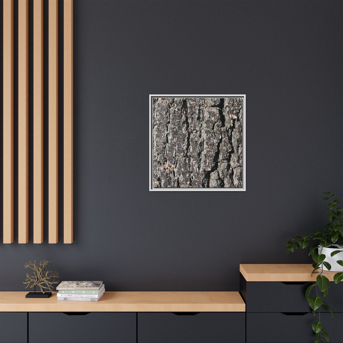 Bark Study in Gray - Unique Stretched Canvas Wall Art