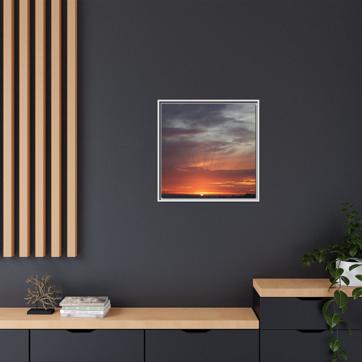 Fiery Horizon - Unique Stretched Canvas Wall Art