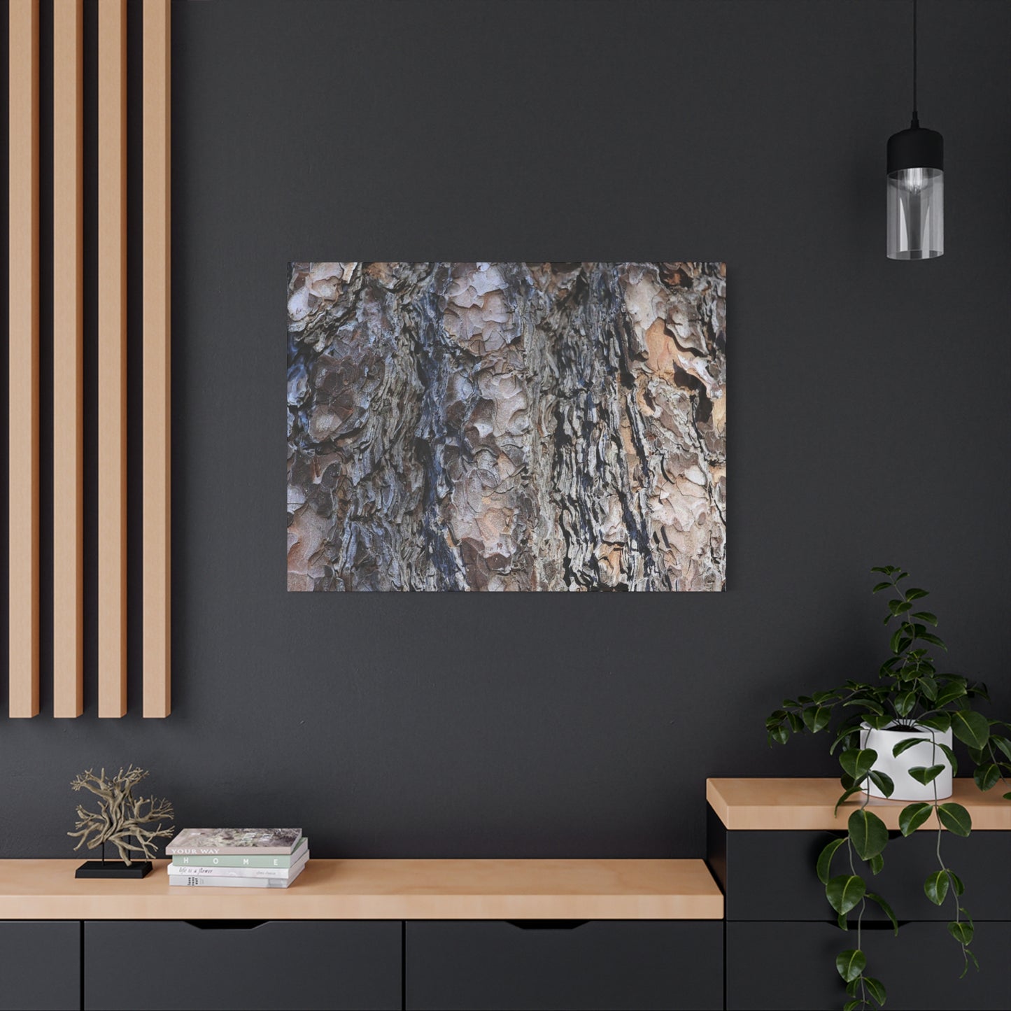 Bark's Rugged Symphony - Unique Frameless Canvas Wall Art