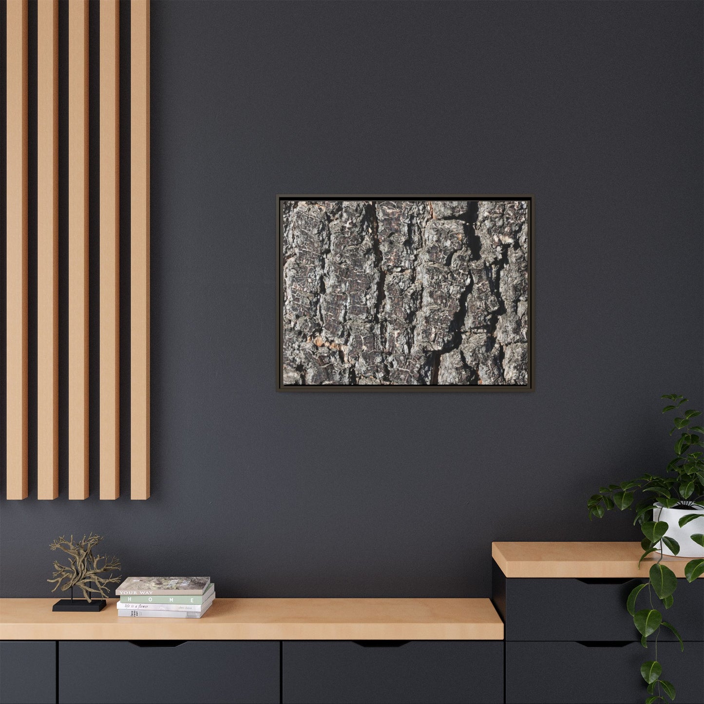 Bark Study in Gray - Unique Stretched Canvas Wall Art