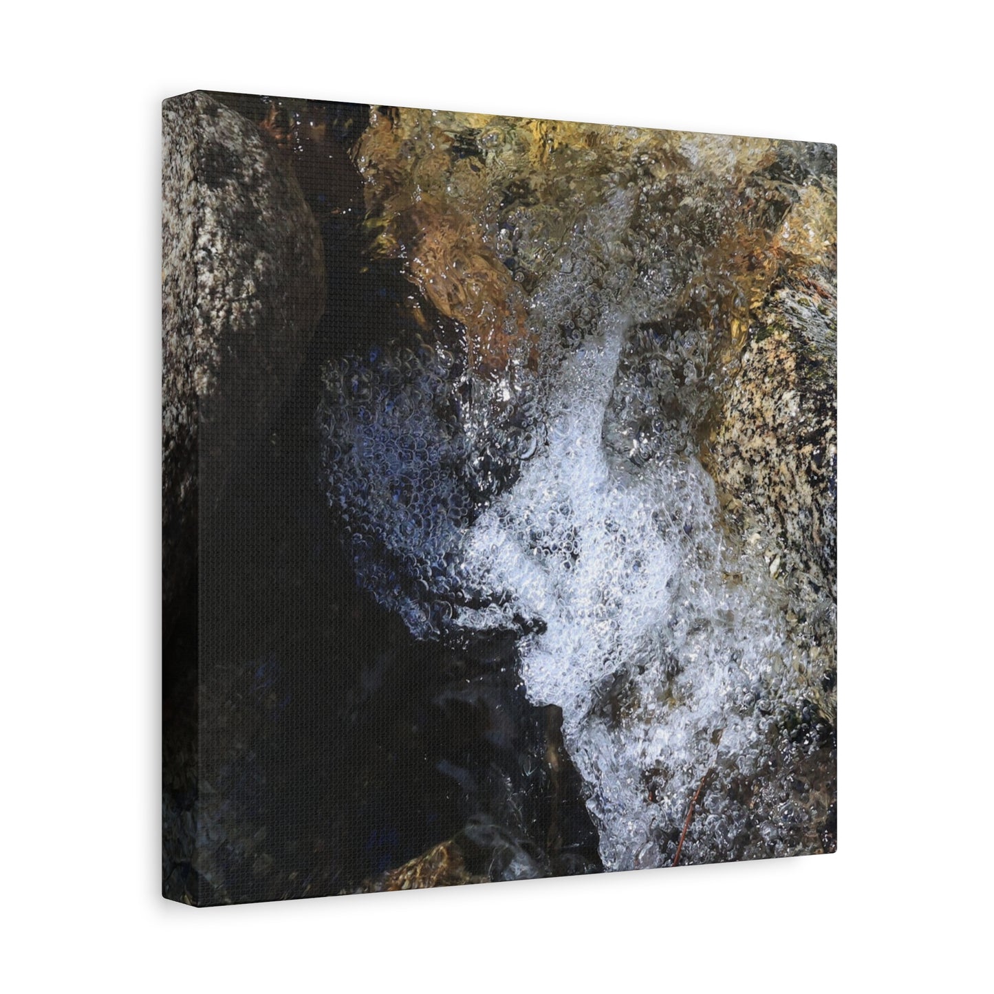 Water's Whisper Between Stone - Unique Frameless Canvas Wall Art