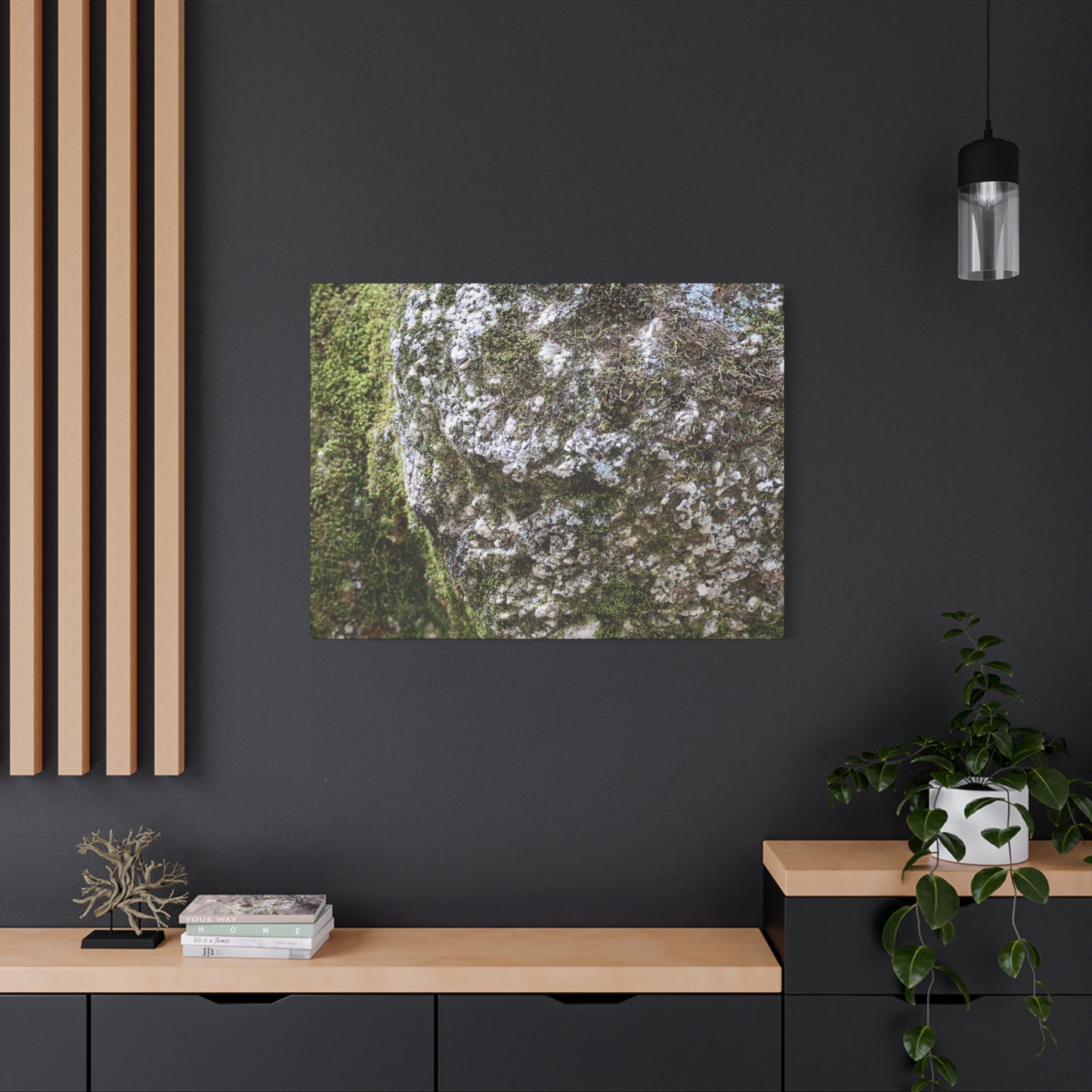 Moss and Stone Whispers - Unique Frameless Canvas Wall Art