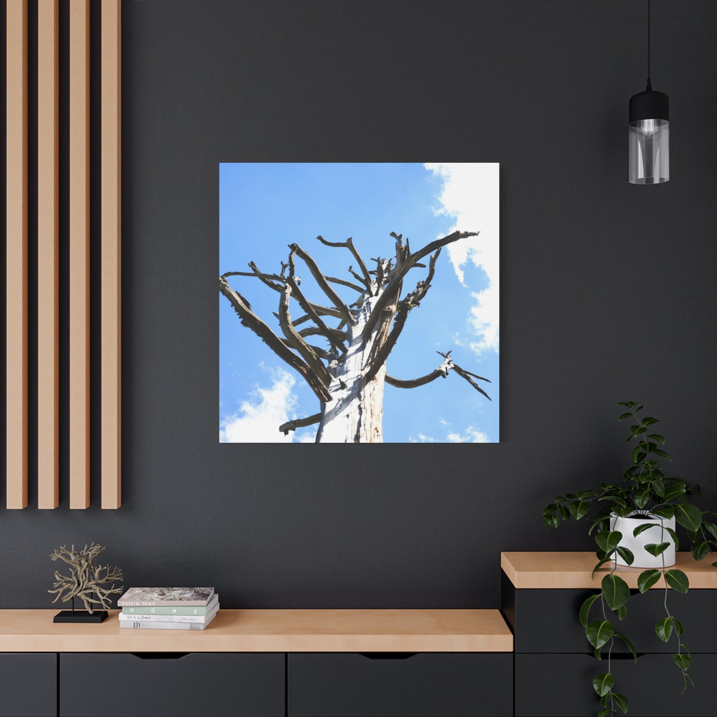 Skeletal Branches Reaching - Unique Frameless Canvas Wall Art